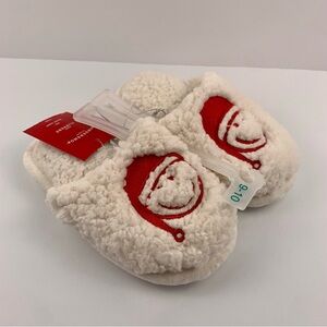 Wondershop Kid’s Santa Smiley Scuff Slippers Size 9-10 Off White